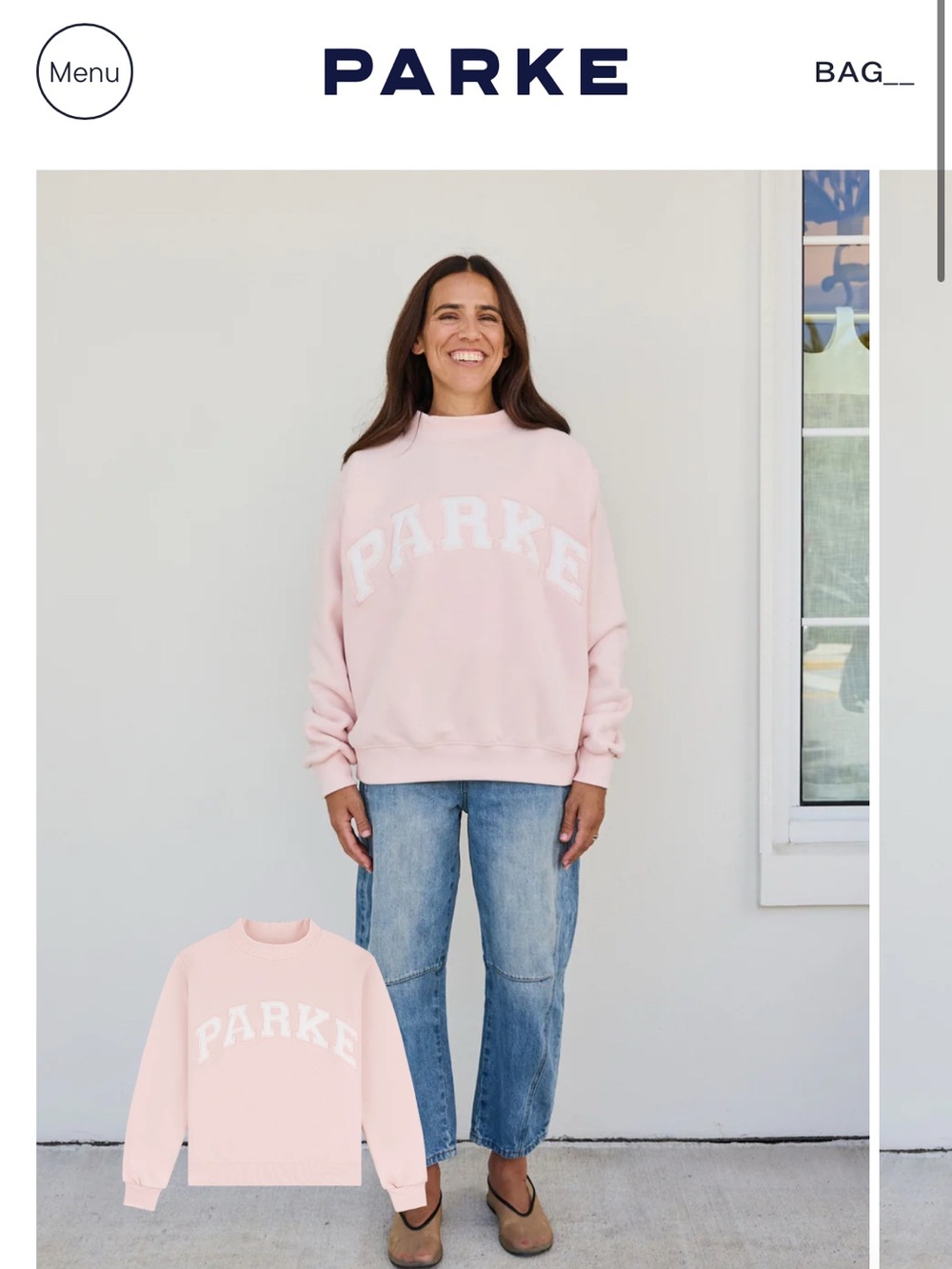 Parke Women's Pink Logo Crewneck Sweatshirt L/XL